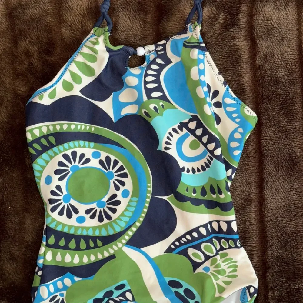 GAP Girls XS (4-5) Blue & Green‎ Floral Swimsuit  in EXCELLENT CONDITION